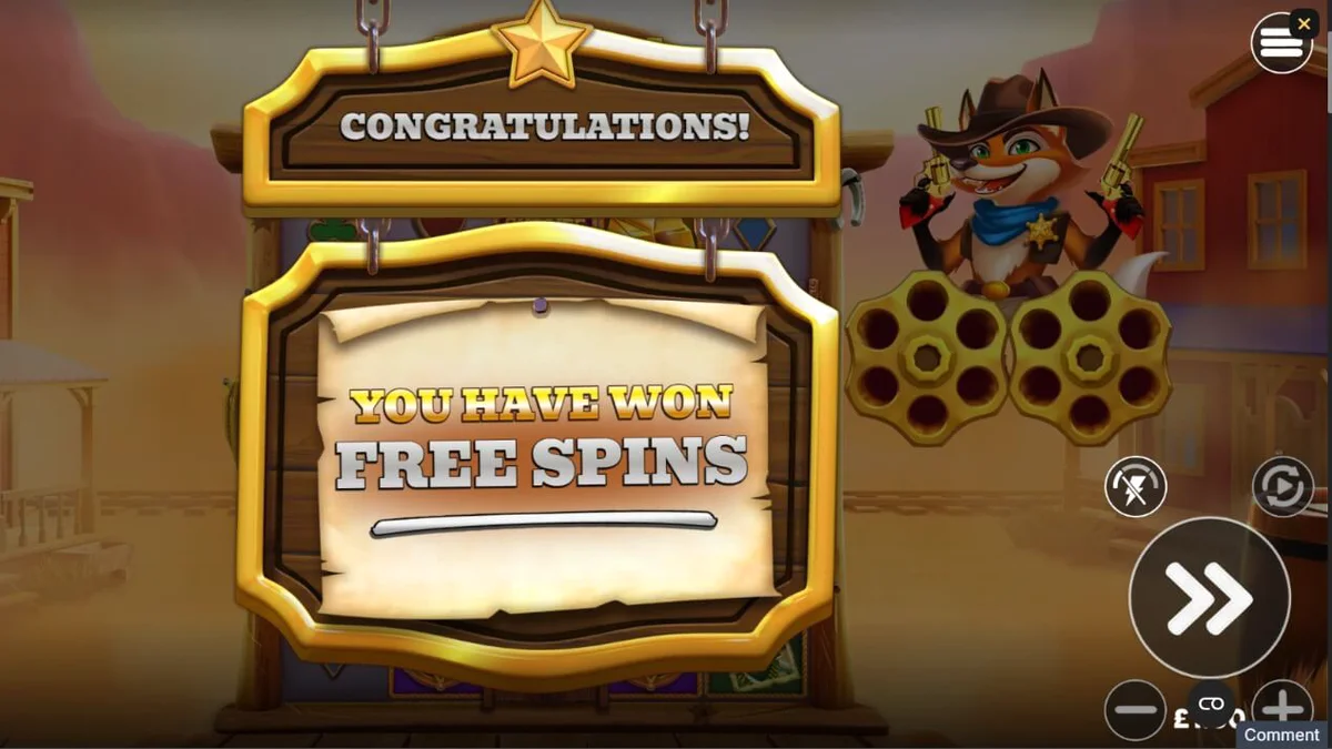 Tampilan visual slot Saloon Showdown 10,000x dengan tema Wild West