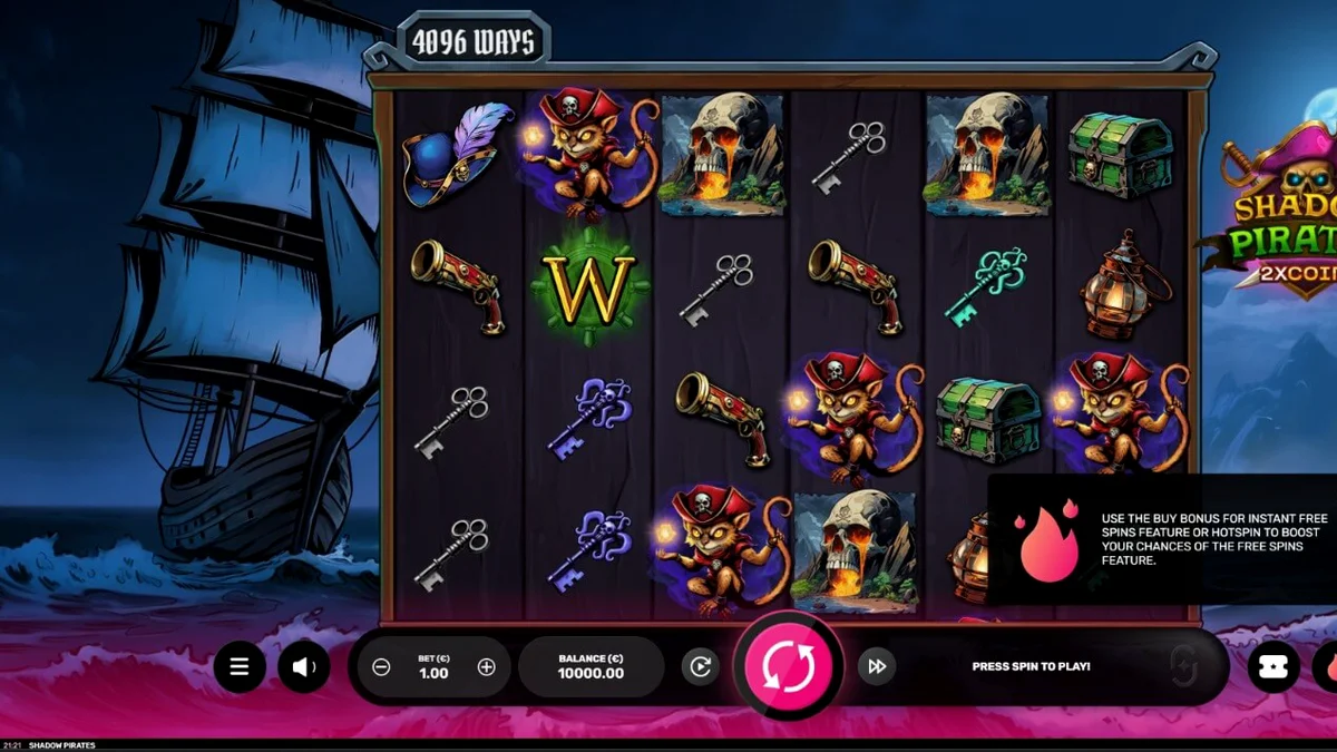 Tampilan visual slot Shadow Pirates dengan tema bajak laut hantu dan suasana malam yang mencekam.
