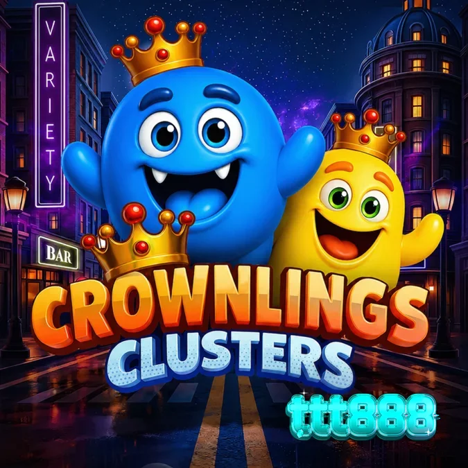 Tampilan grid 5x5 yang penuh warna dalam permainan slot Crownlings Clusters